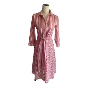 H&M Long Sleeve Belted Striped Dress